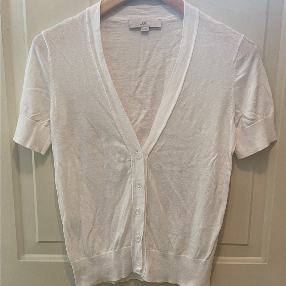 LOFT White Short Sleeve Sweater
